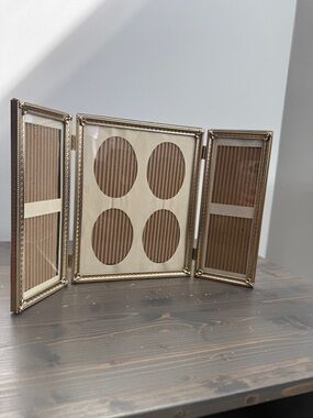 Vintage bi-fold brass plated frame